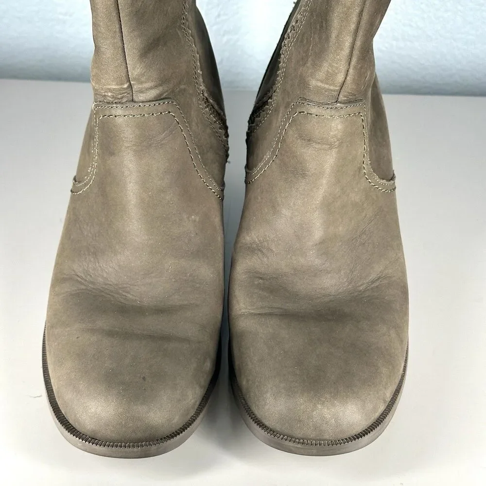 TEVA FOXY MID CALF Women’s Size 8 Boots Leather Olive Green Zipper - Picture 3 of 13